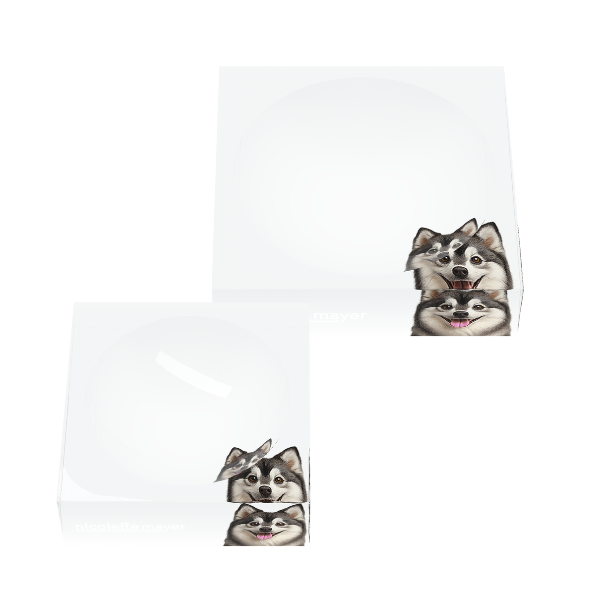 Pomsky Dog Acrylic Candy Catchall Dish, set of two, by Nicolette Mayer