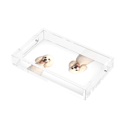 Poodle Dog Acrylic Rectangle Tray, right three-quarter, by Nicolette Mayer
