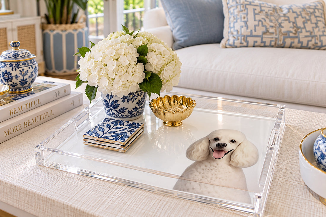 Poodle Dog Acrylic Decorative Tray, 12 x 12 in., 15 x 15 in., 18 x 18 in. by Nicolette Mayer