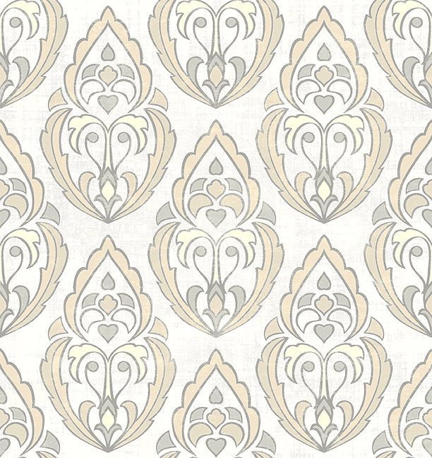 Prayer Greige Peel and Stick Wallpaper, Double Roll, 26&quot; x 288&quot;, 48 sq ft - nicolettemayer.com
