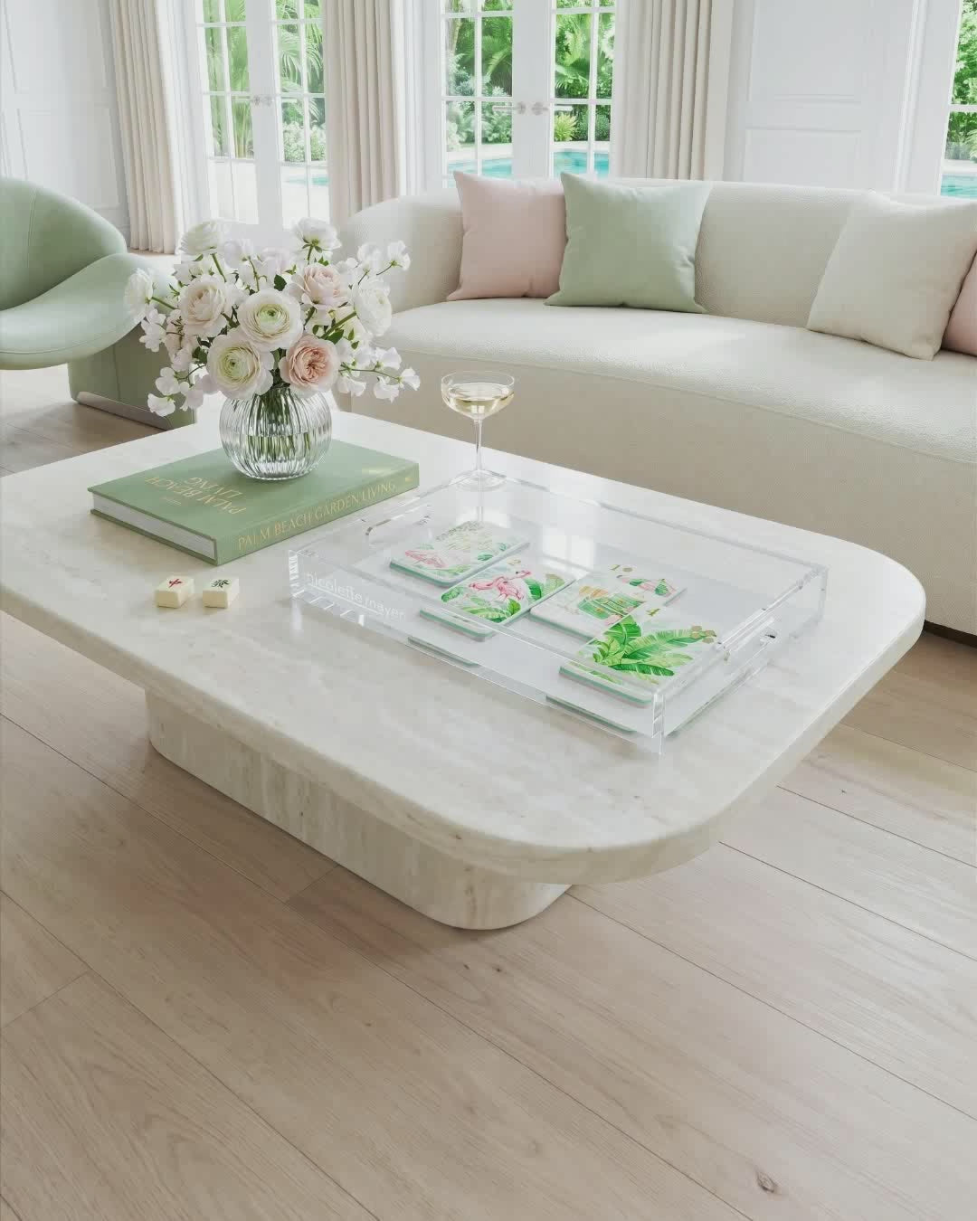 Palm Beach Theme Mahj Acrylic Decorative Tray, 12.5 x 7.75 in. by Nicolette Mayer 