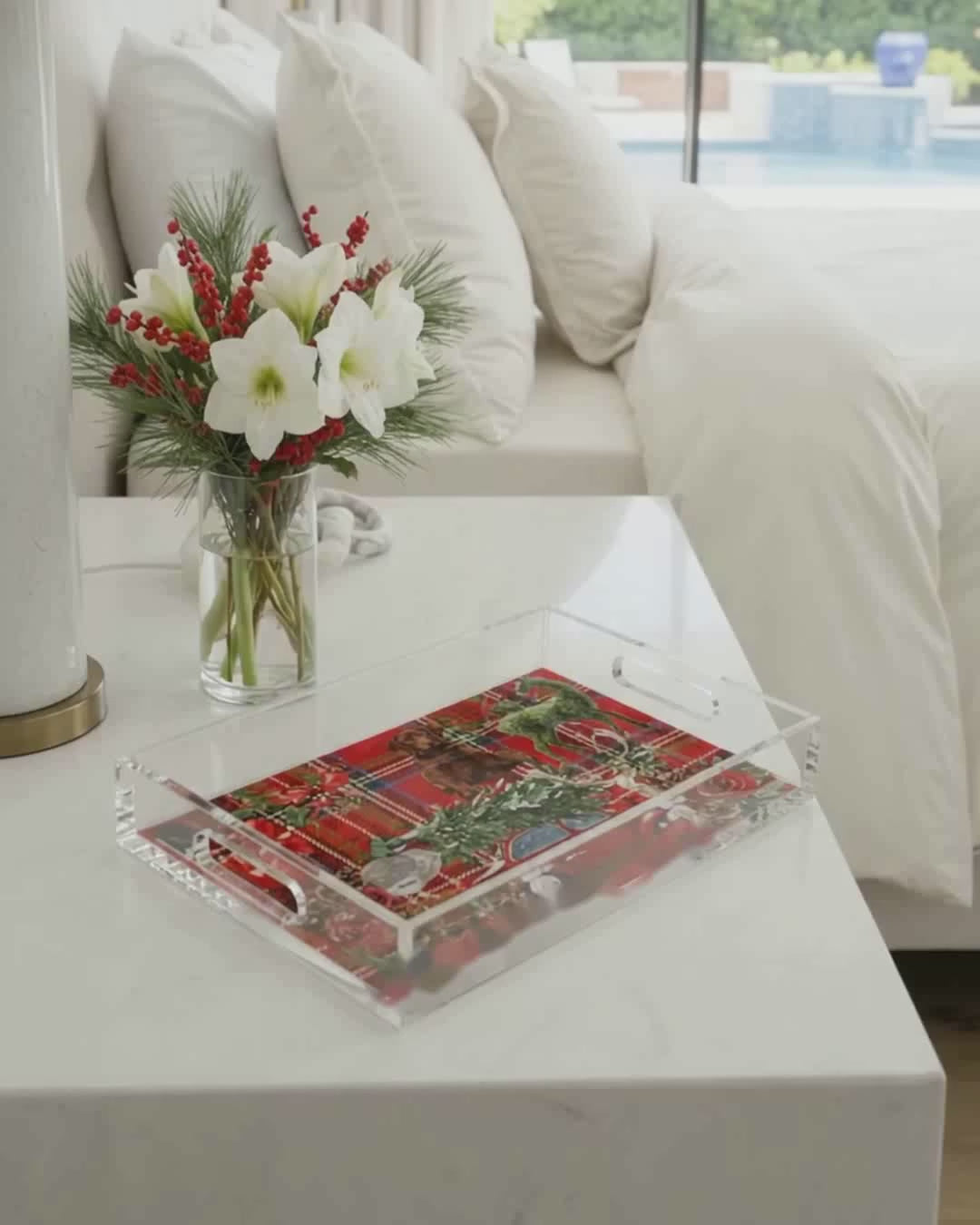 Ultimate Christmas Plaid Acrylic Decorative Tray, 12.5 x 7.75 in. by Nicolette Mayer