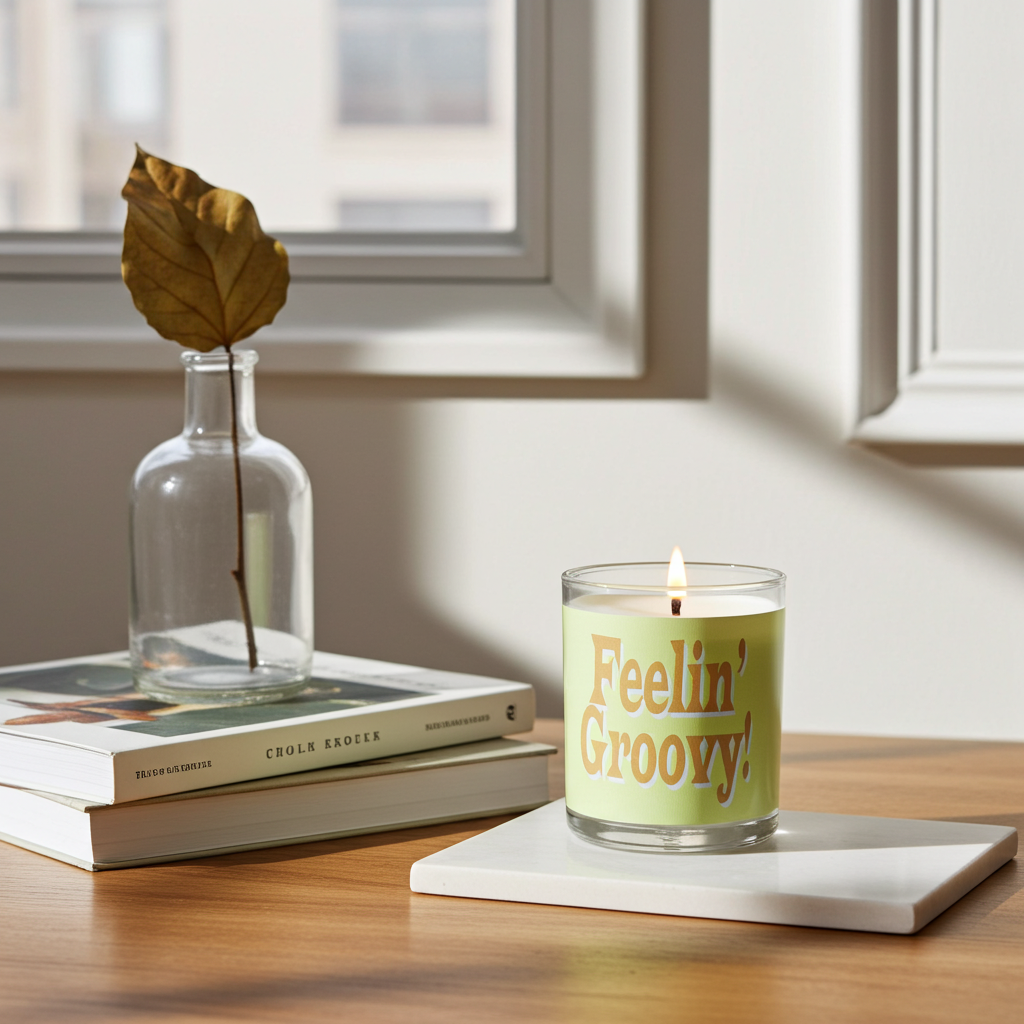 Feelin Groovy Yellow Brown Avocado Candle - nicolettemayer.com