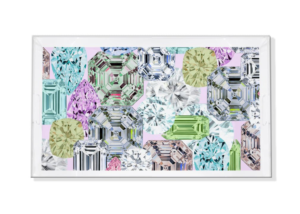 Rocks on Pink Acrylic Vanity Tray 12.25X7.7 - nicolettemayer.com