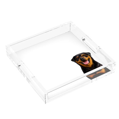 Rottweiler Dog Acrylic Decorative Tray, left three-quarter, by Nicolette Mayer