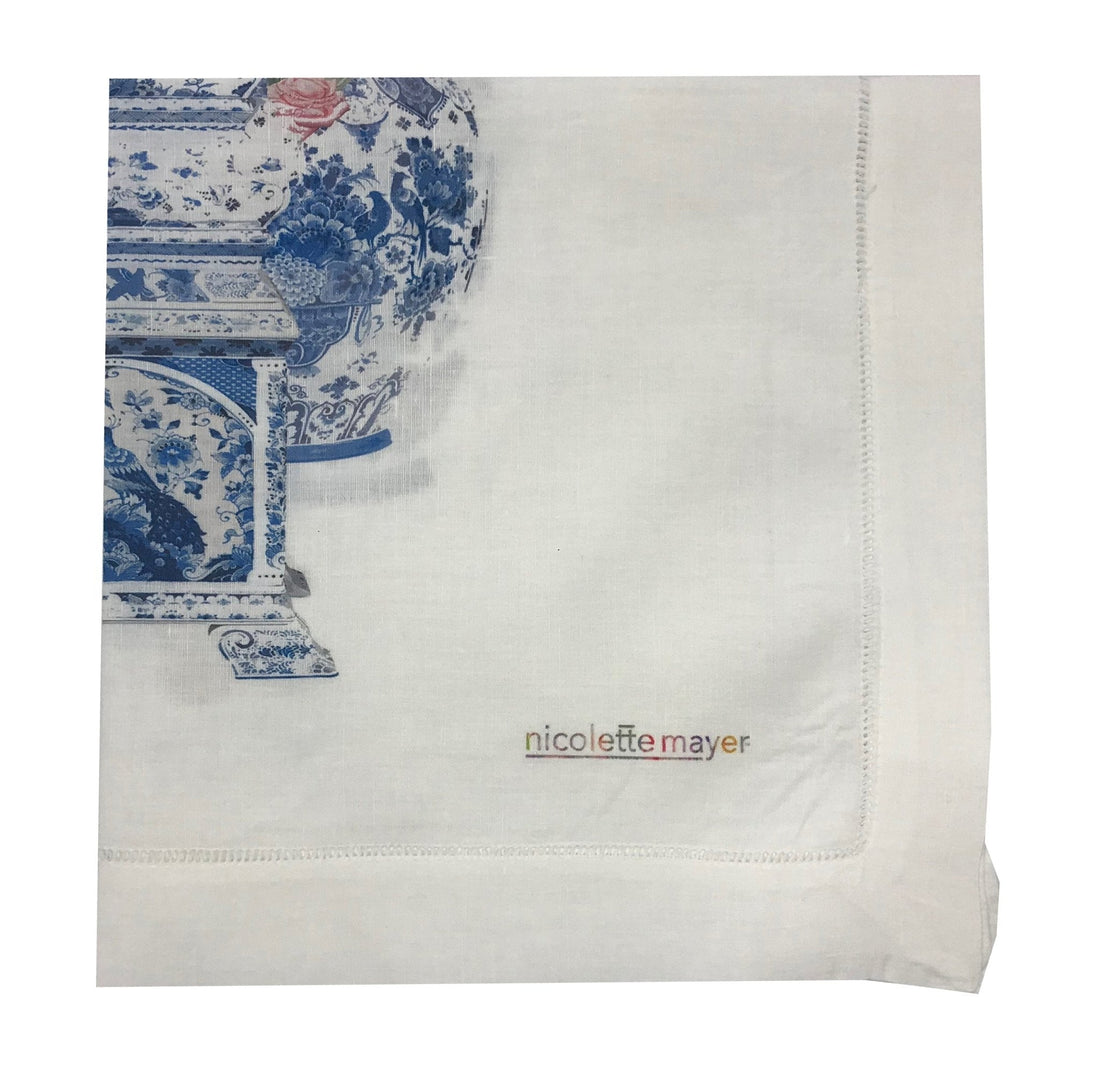 ROYAL DELFT MASTERPIECES TULIPS WHITE 22&quot;X22&quot; HEMSTITCH DINNER NAPKIN, SET OF 4 - nicolettemayer.com