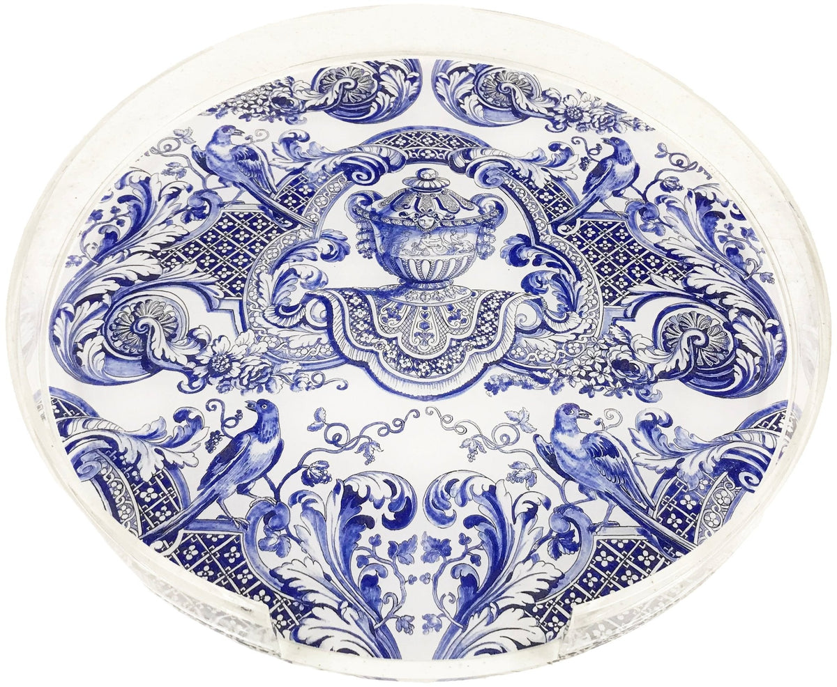 Royal Delft William And Mary Rundes Tablett aus Acryl für Tischsets oder zur Dekoration, 40,6 cm