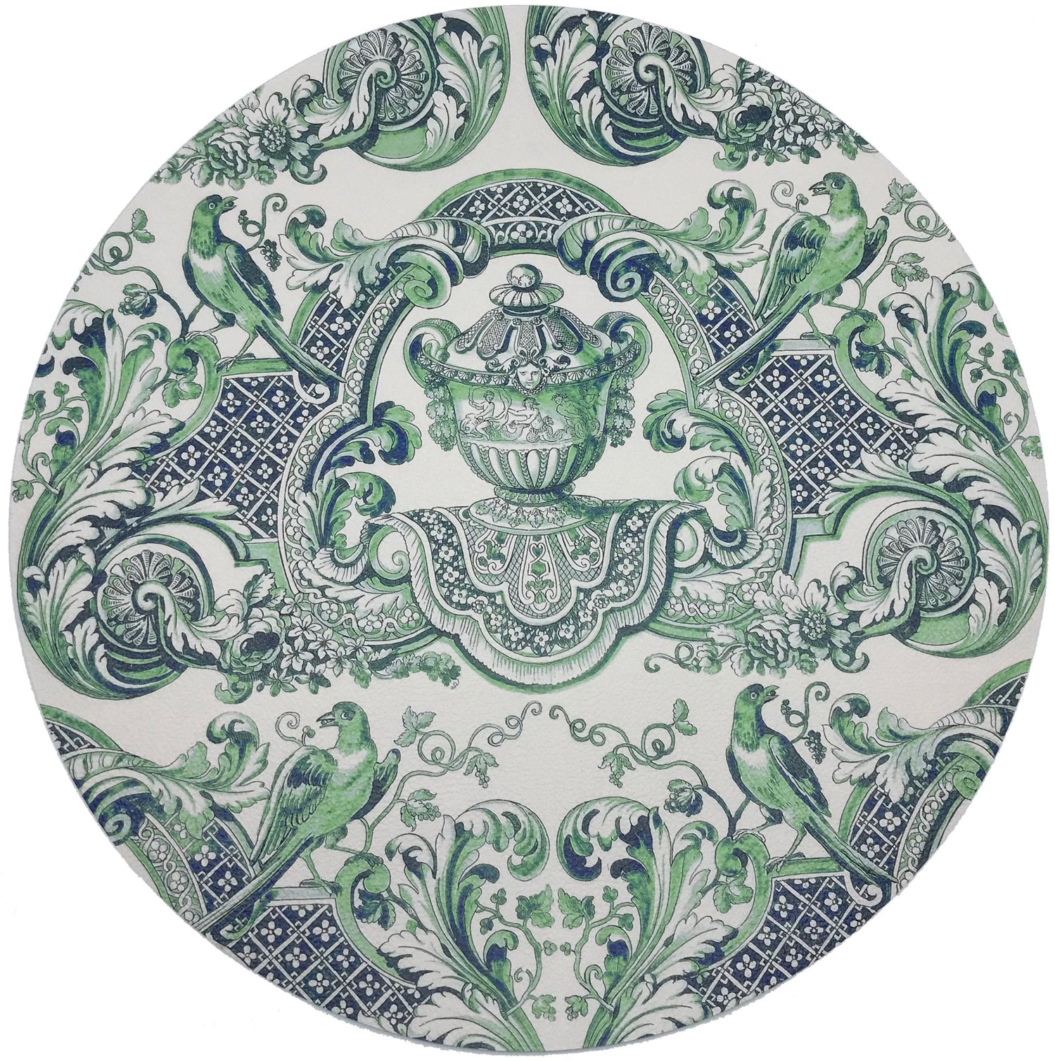 ROYAL DELFT WILLIAM AND MARY GREEN 16&quot; ROUND PEBBLE PLACEMATS, SET OF 4 - nicolettemayer.com