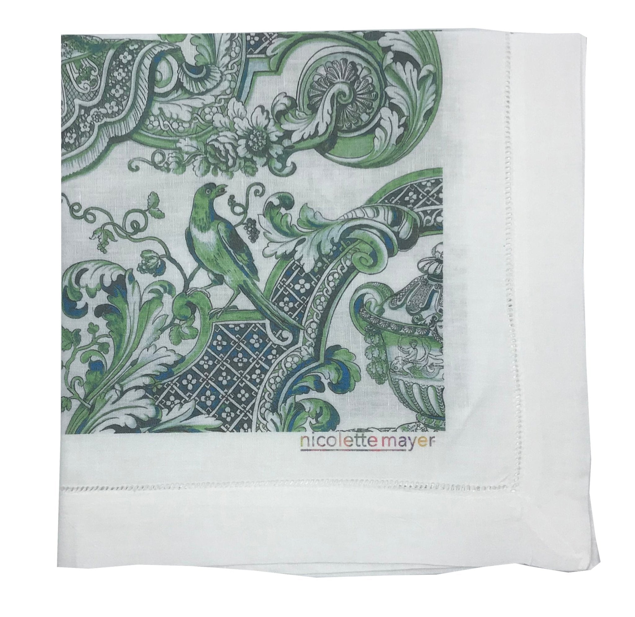 Royal Delft William And Mary Green 22X22&quot; Set Of 4, Hemstitch Table Napkins - nicolettemayer.com