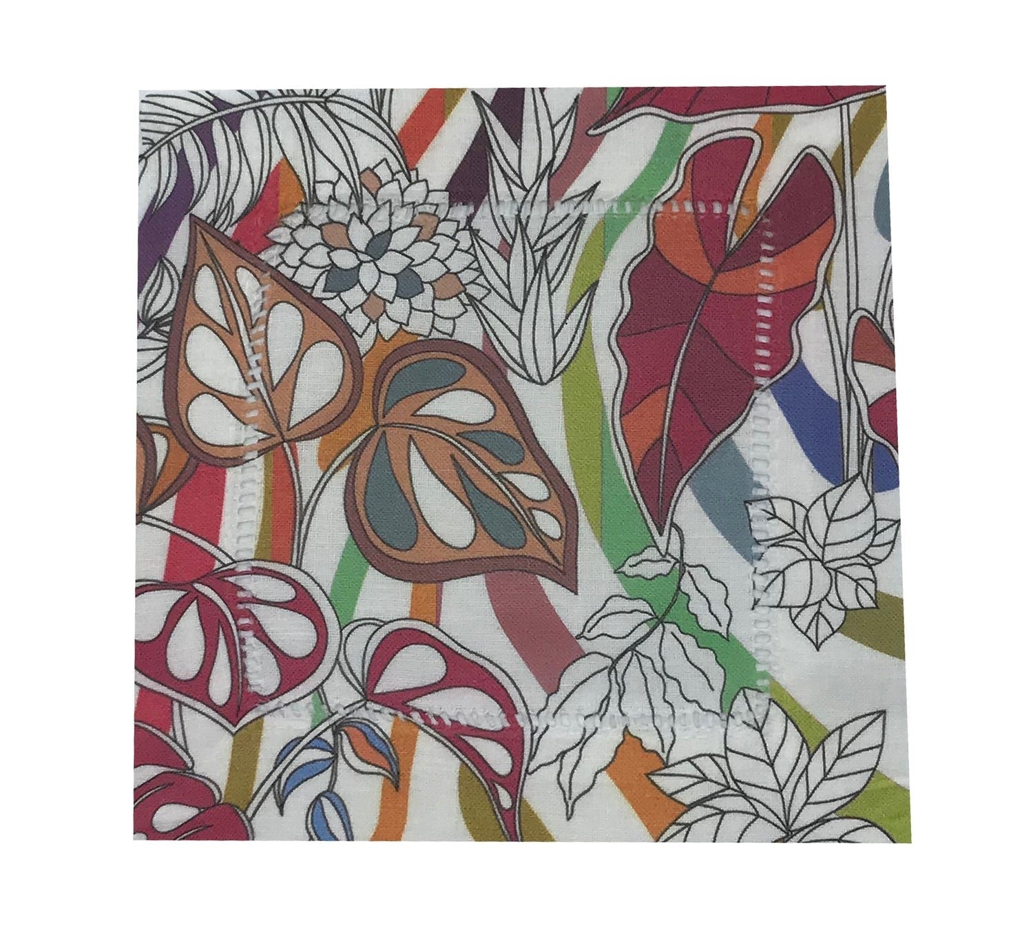 Sabi Jungle Cherry 6X6&quot; Hemstitch Cocktail Napkins Set of 4 - nicolettemayer.com