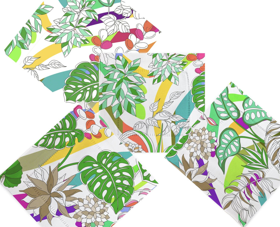 Sabi Jungle Natural 6X6" Cotton Sateen Cocktail Napkins Set of 4 - nicolettemayer.com