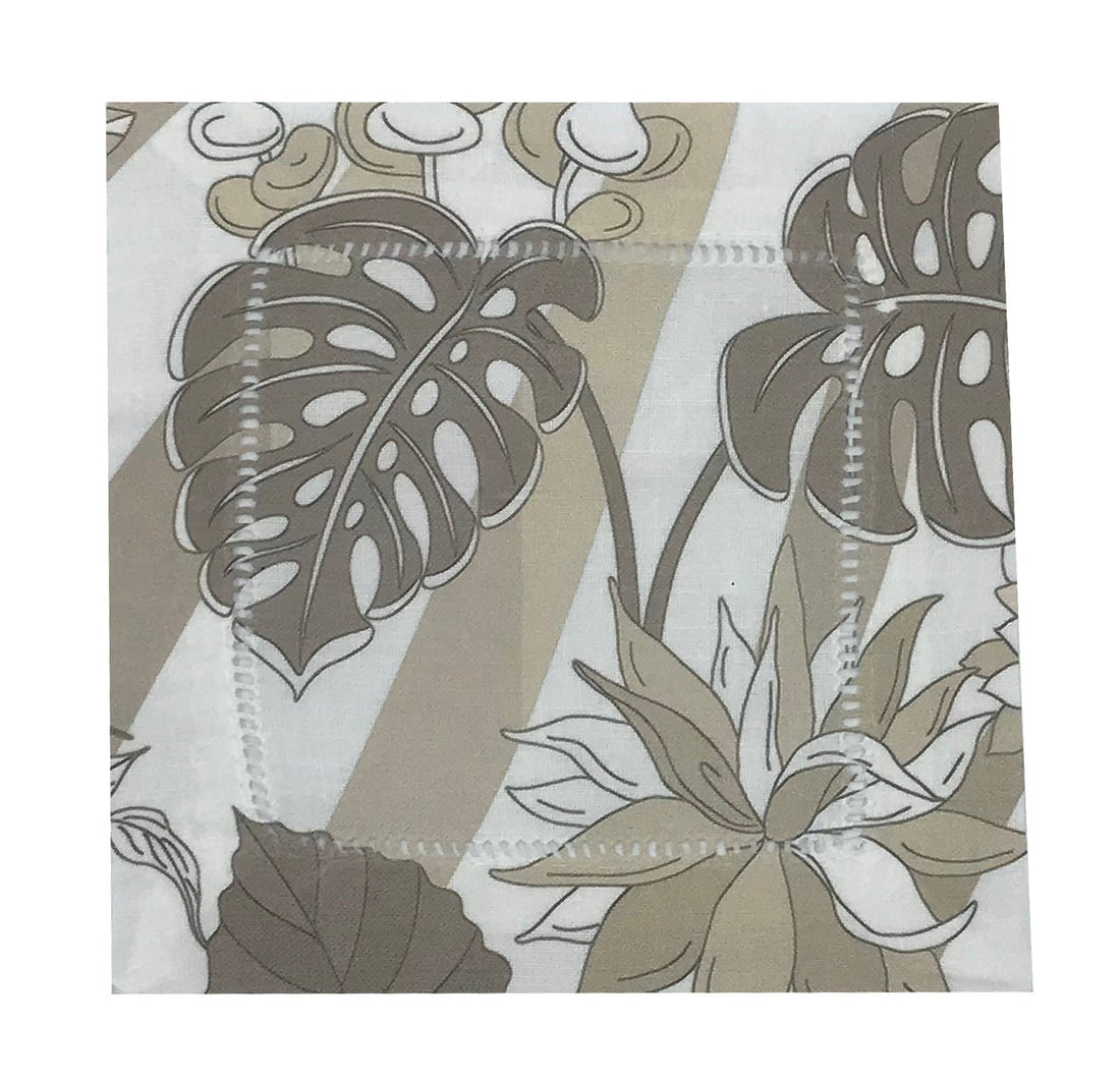 Sabi Jungle Neutral 6&quot;x6&quot; Hemstitch Cocktail Napkins Set of 4 - nicolettemayer.com