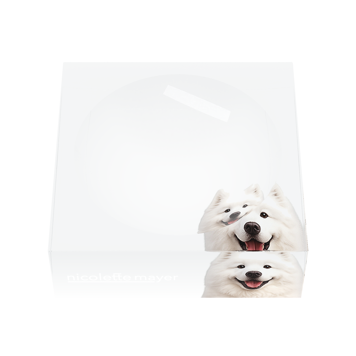 Samoyed Dog Acrylic Candy Catchall Dish, front, by Nicolette Mayer