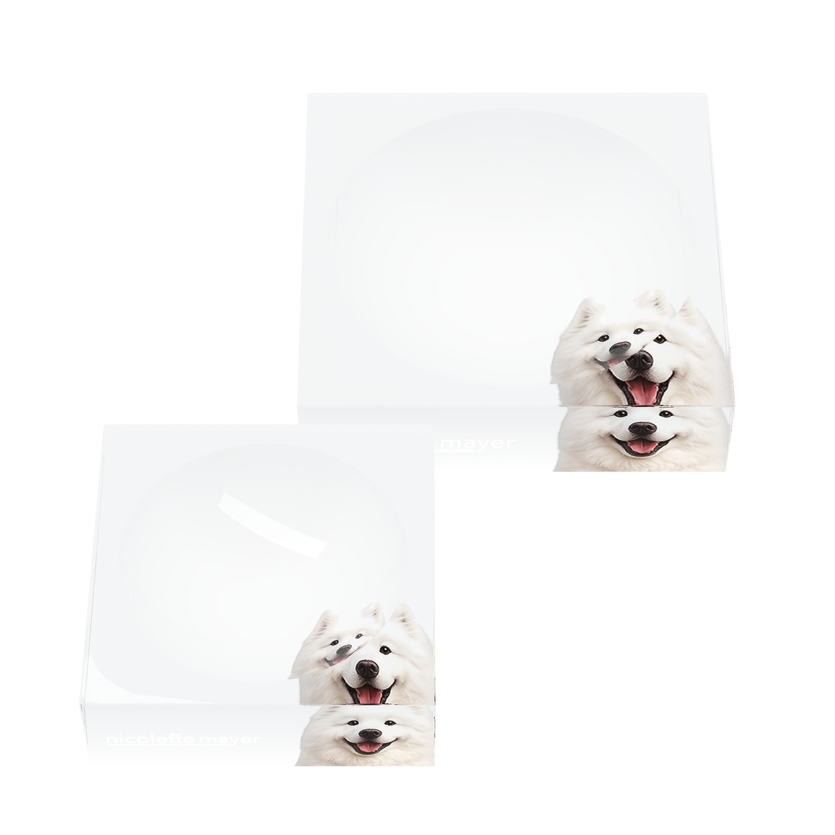 Samoyed Dog Acrylic Candy Catchall Dish, set of two, by Nicolette Mayer