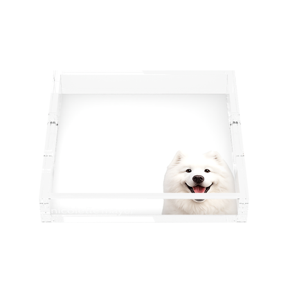 Samoyed Dog Acrylic Decorative Tray, front, by Nicolette Mayer