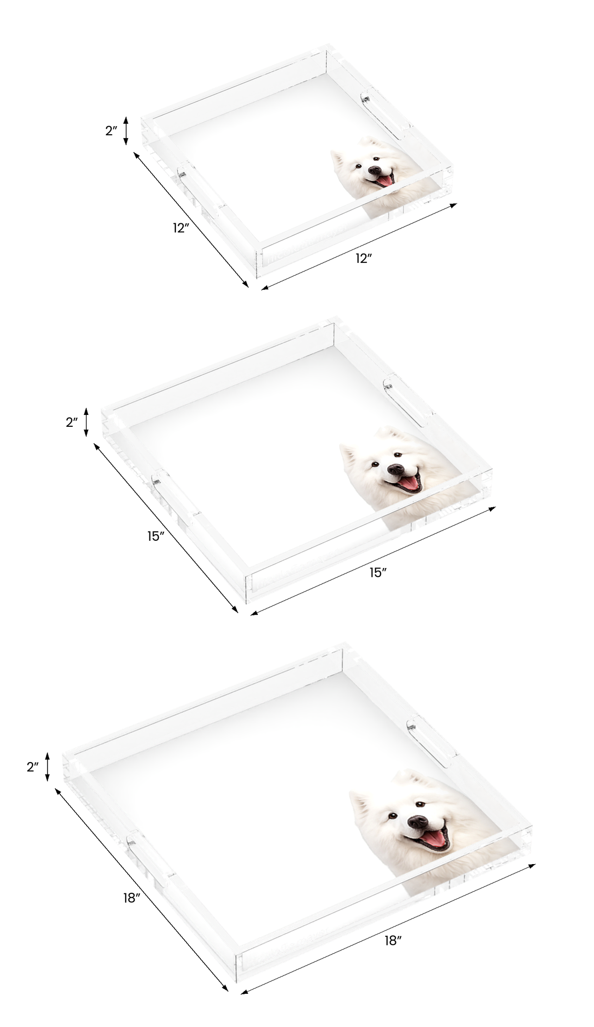 Samoyed Dog Acrylic Decorative Tray, all three sizes, by Nicolette Mayer