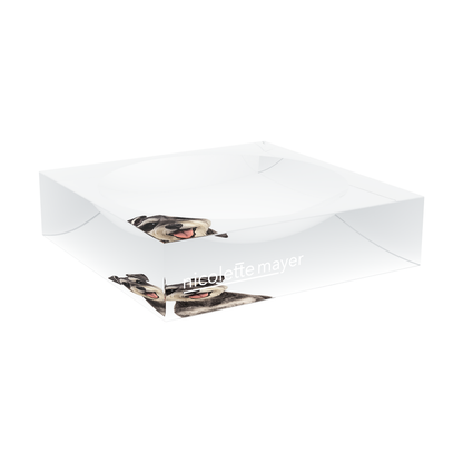 Schnauzer Dog Acrylic Candy Catchall Dish, large dish at an angle, by Nicolette Mayer