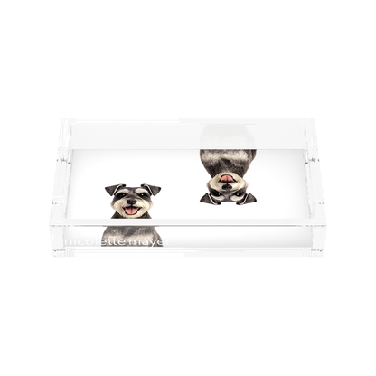 Schnauzer Dog Acrylic Rectangle Tray, front, by Nicolette Mayer
