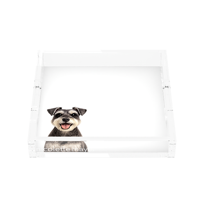 Schnauzer Dog Acrylic Decorative Tray, front, by Nicolette Mayer