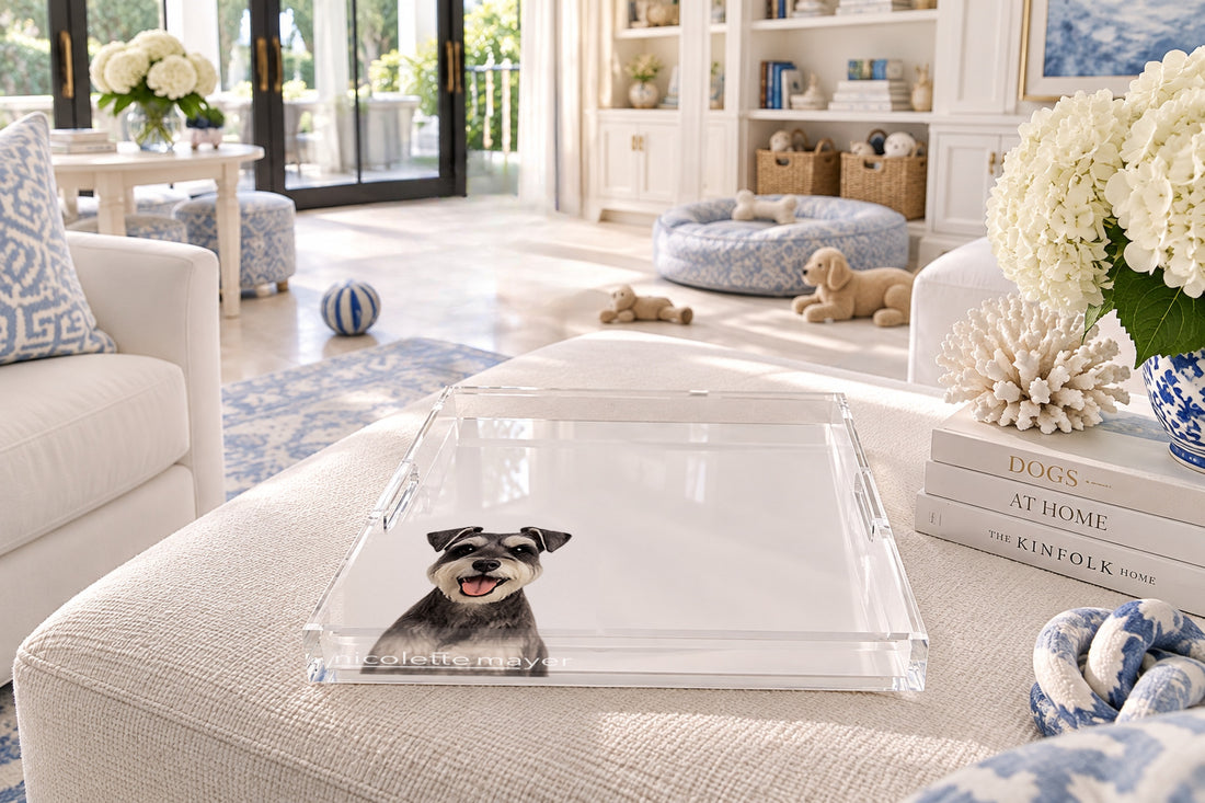 Schnauzer Dog Acrylic Decorative Tray, 12 x 12 in., 15 x 15 in., 18 x 18 in. by Nicolette Mayer
