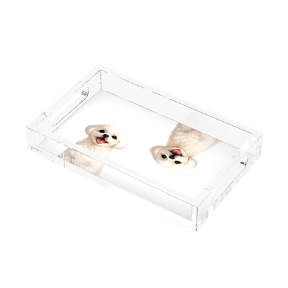 Shih Tzu Dog Acrylic Rectangle Tray, right three-quarter, by Nicolette Mayer