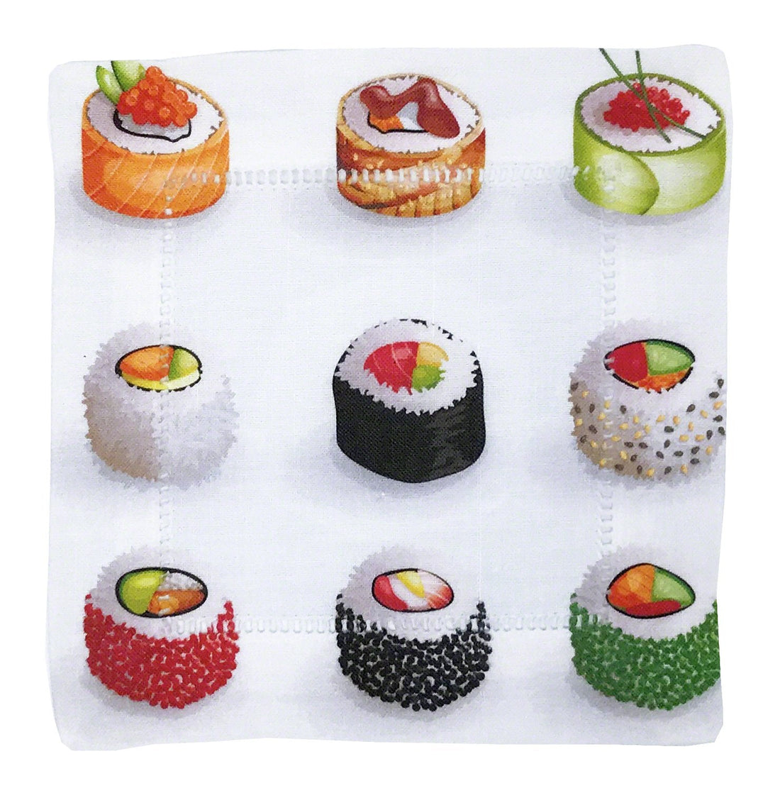 SUSHI GO 6"X6" HEMTITCH Cocktail Napkins, SET OF 4 - nicolettemayer.com