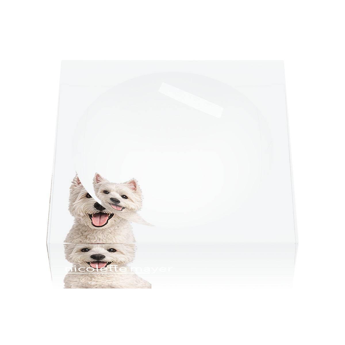 Westie Dog Acrylic Candy Catchall Dish, front, by Nicolette Mayer