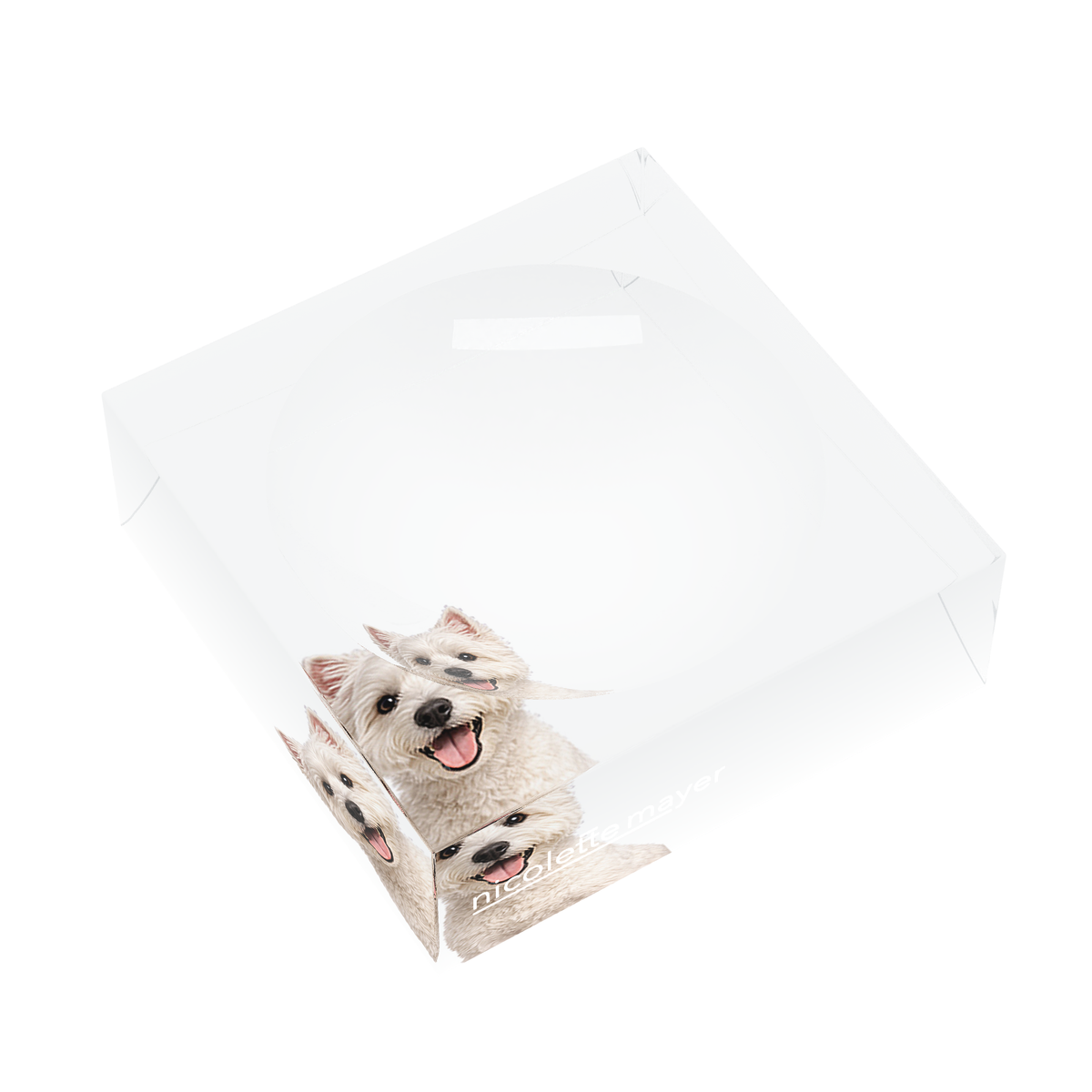 Westie Dog Acrylic Candy Catchall Dish, left three-quarter, by Nicolette Mayer