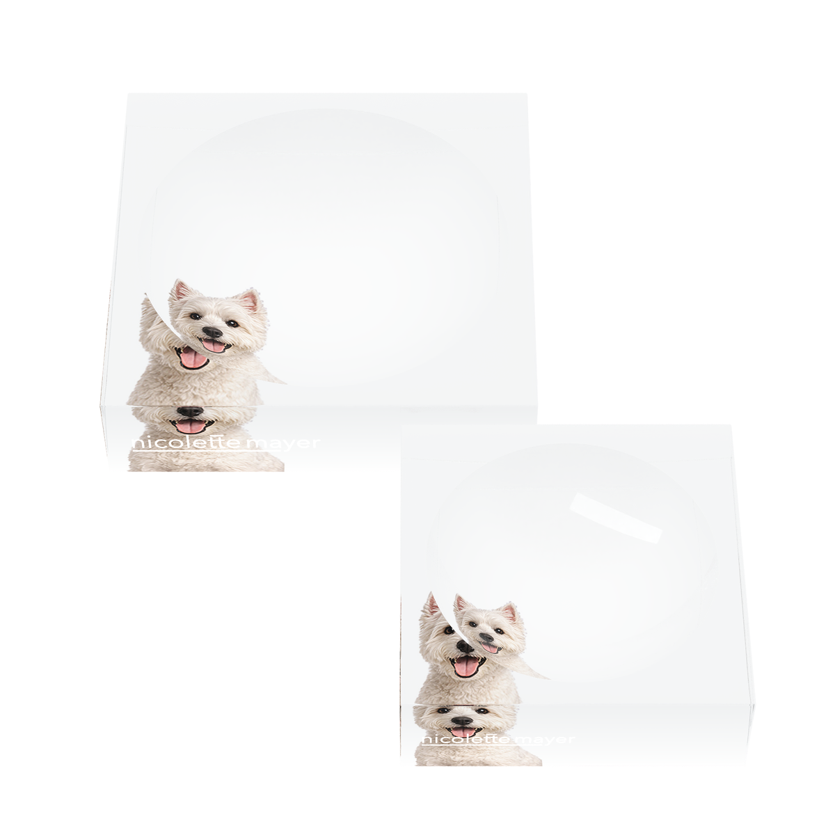 Westie Dog Acrylic Candy Catchall Dish, set of two, by Nicolette Mayer