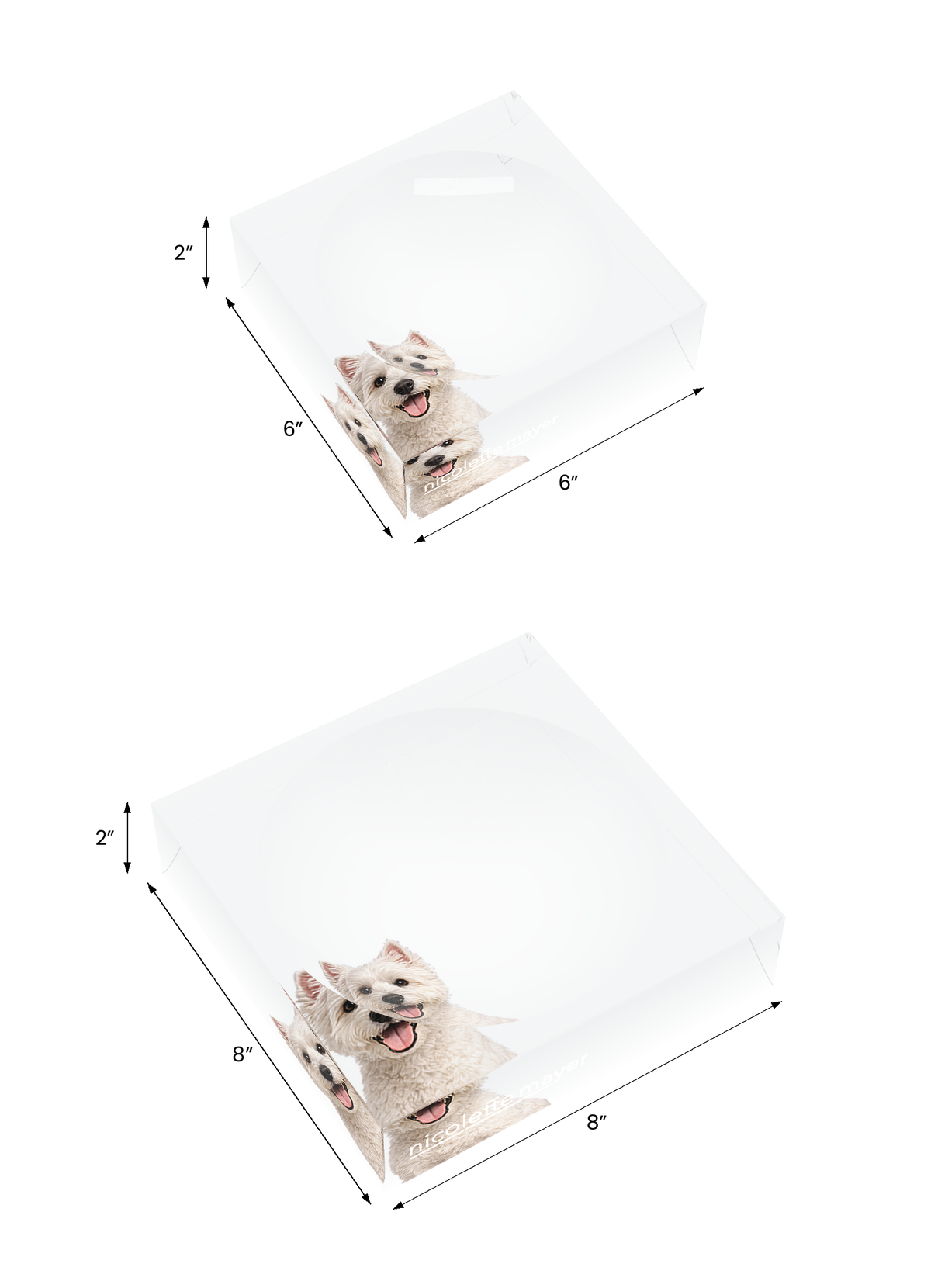 Westie Dog Acrylic Candy Catchall Dish, both sizes, by Nicolette Mayer