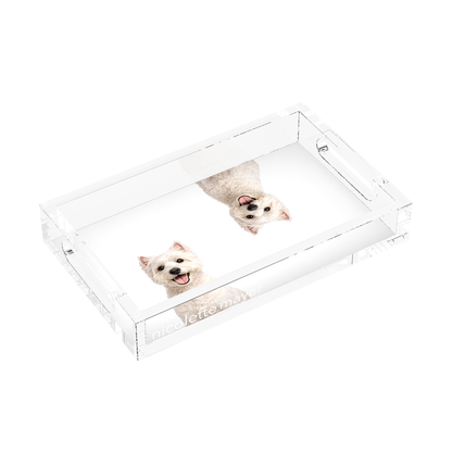 Westie Dog Acrylic Rectangle Tray, left three-quarter, by Nicolette Mayer