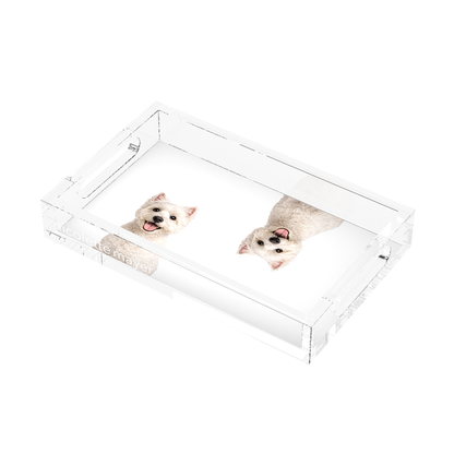 Westie Dog Acrylic Rectangle Tray, right three-quarter, by Nicolette Mayer