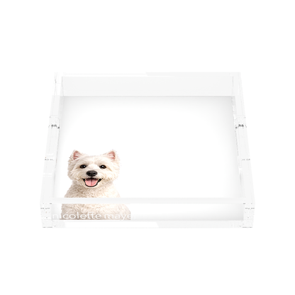 Westie Dog Acrylic Decorative Tray, front, by Nicolette Mayer