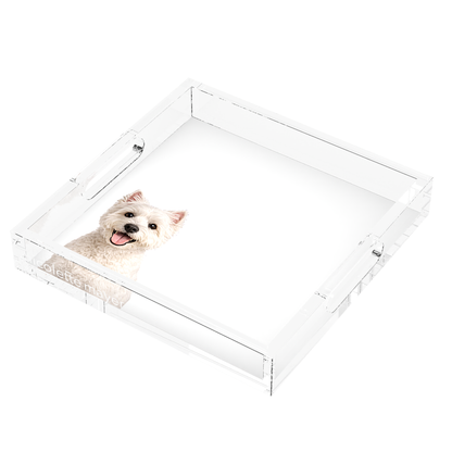 Westie Dog Acrylic Decorative Tray, right three-quarter, by Nicolette Mayer