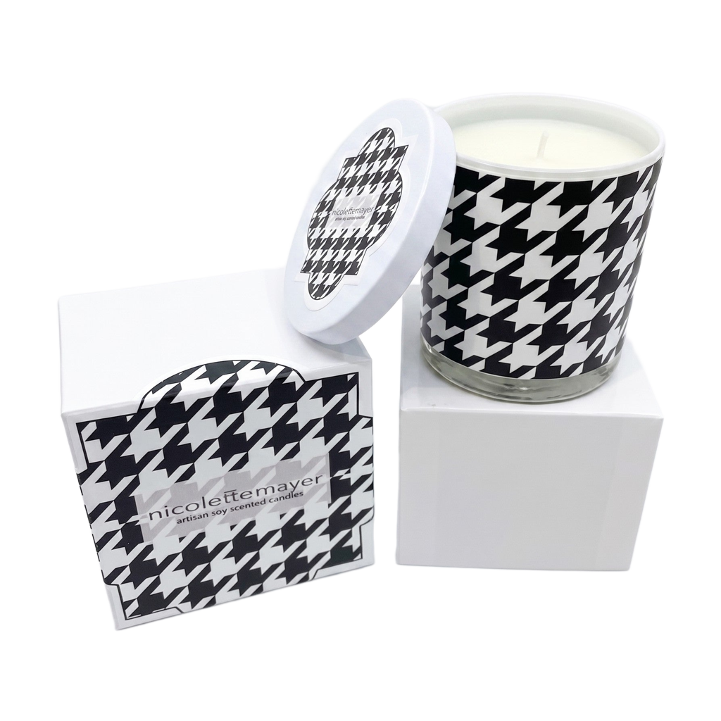 Houndstooth Black White Candle
