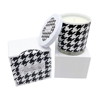 Houndstooth Black White Candle