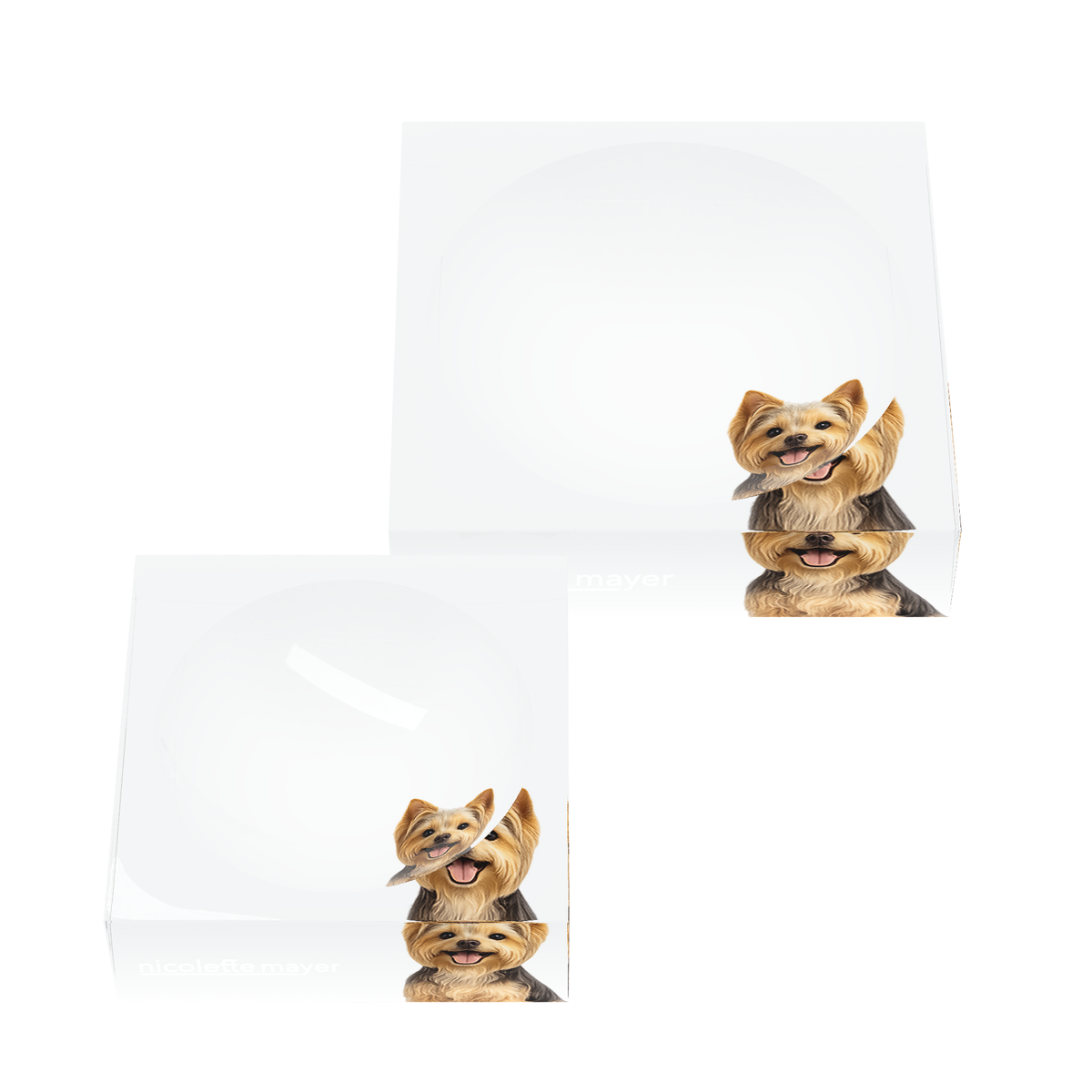 Yorkie Dog Acrylic Candy Catchall Dish, set of two, by Nicolette Mayer