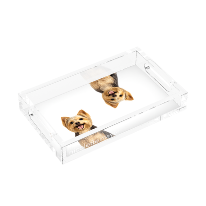 Yorkie Dog Acrylic Rectangle Tray, left three-quarter, by Nicolette Mayer
