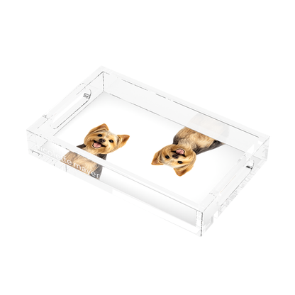 Yorkie Dog Acrylic Rectangle Tray, right three-quarter, by Nicolette Mayer