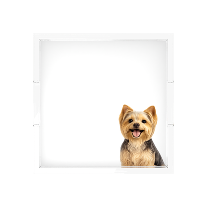 Yorkie Dog Acrylic Decorative Tray, overhead, by Nicolette Mayer