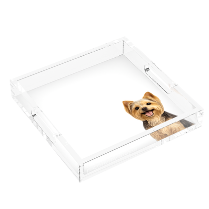 Yorkie Dog Acrylic Decorative Tray, left three-quarter, by Nicolette Mayer