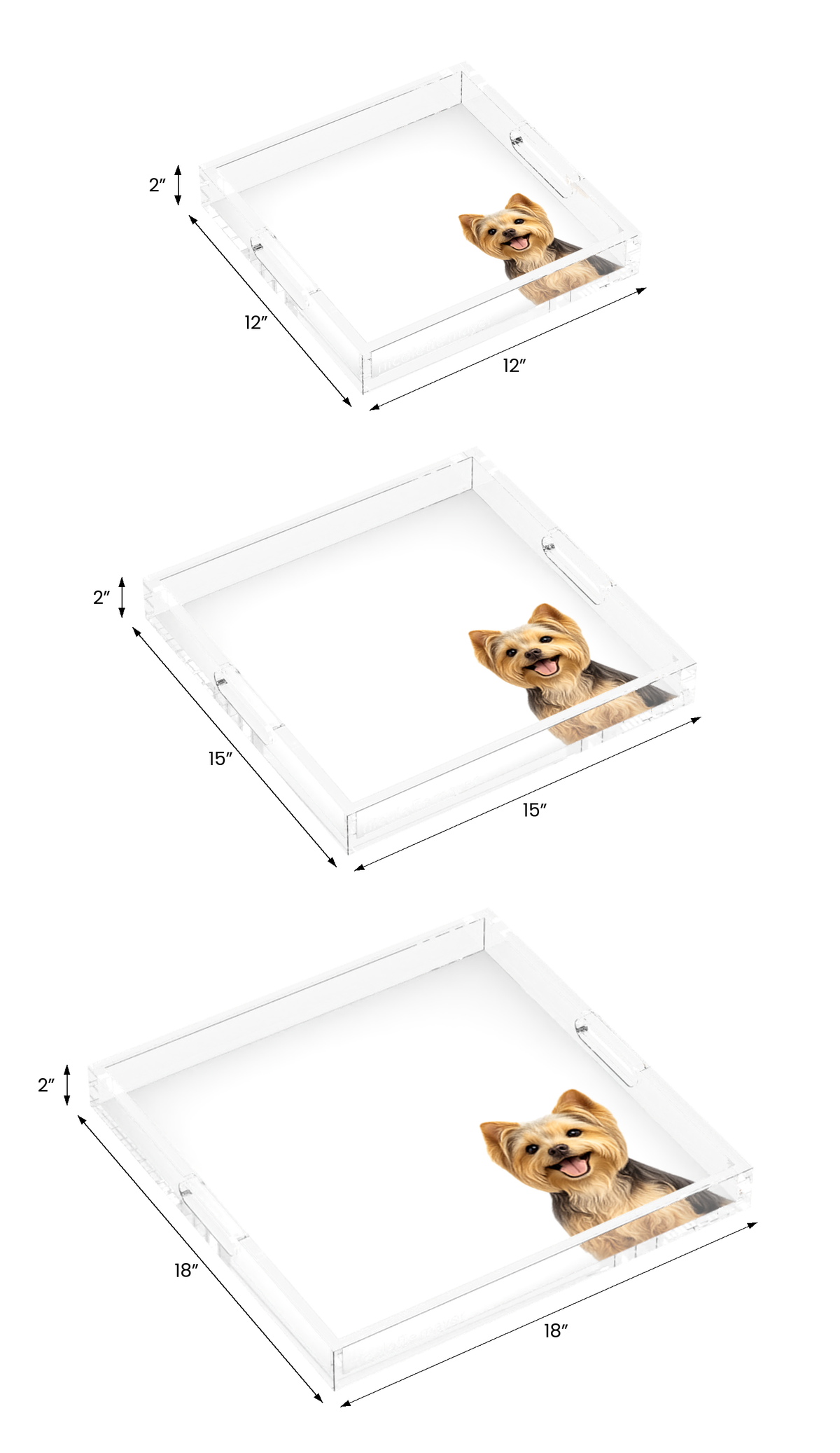 Yorkie Dog Acrylic Decorative Tray, all three sizes, by Nicolette Mayer
