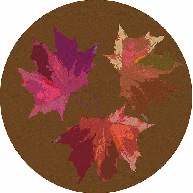 Autumn Leaves Brown 16" Round Pebble Placemat Set of 4 - nicolettemayer.com