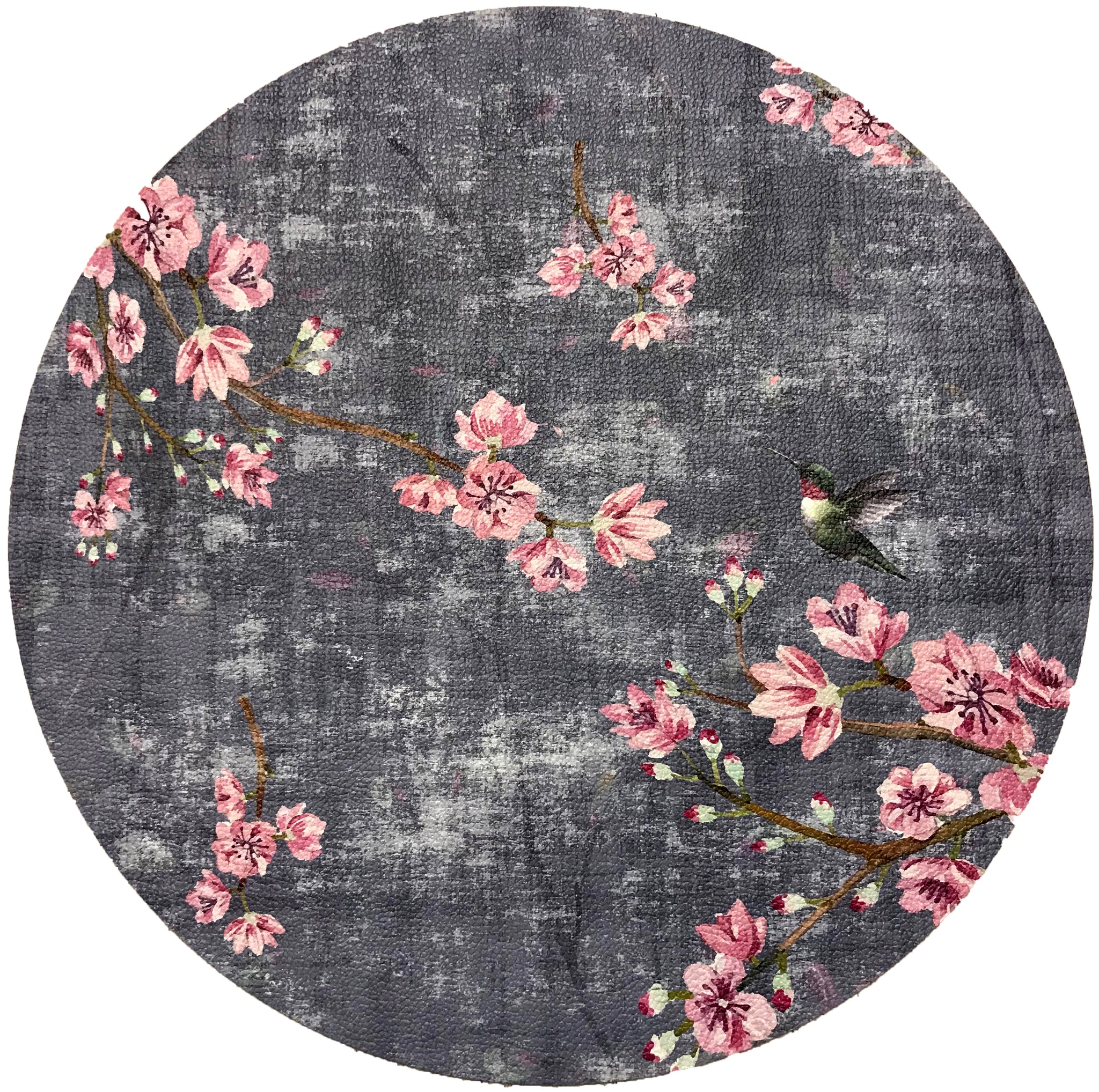 Blossom Fantasia Charcoal 16" Round Pebble Placemats, Set Of 4 - nicolettemayer.com