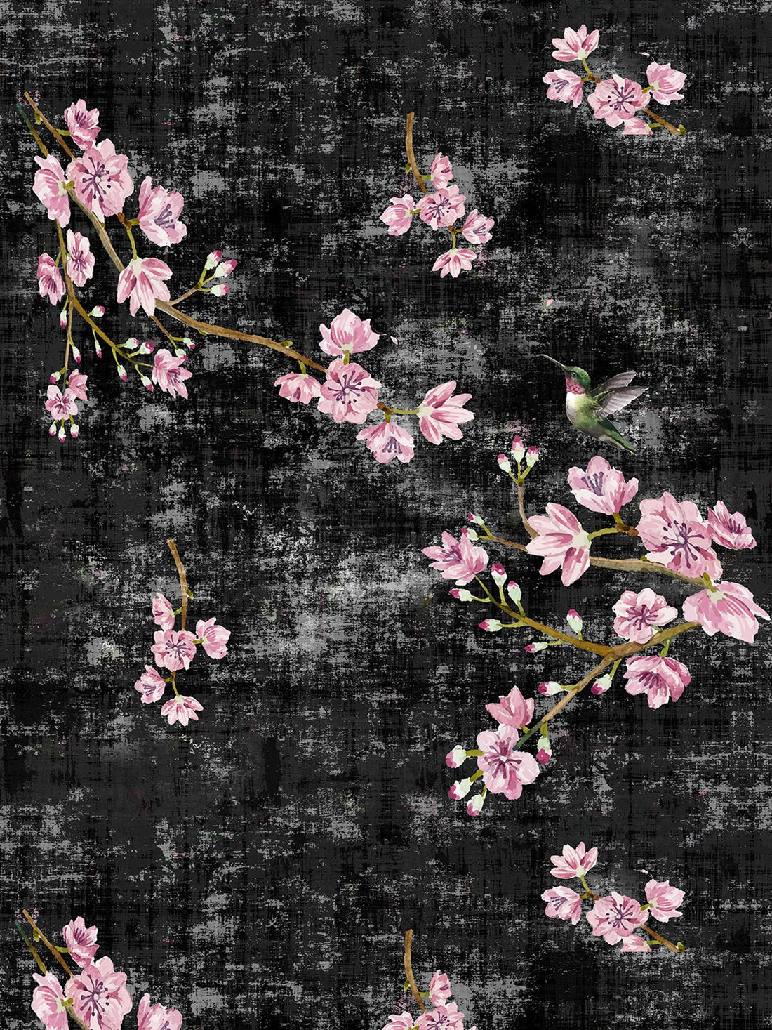 Blossom Fantasia Black Pink Fabric - nicolettemayer.com