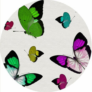 Butterflies Acid Green 16" Round Pebble Placemat Set of 4 - nicolettemayer.com