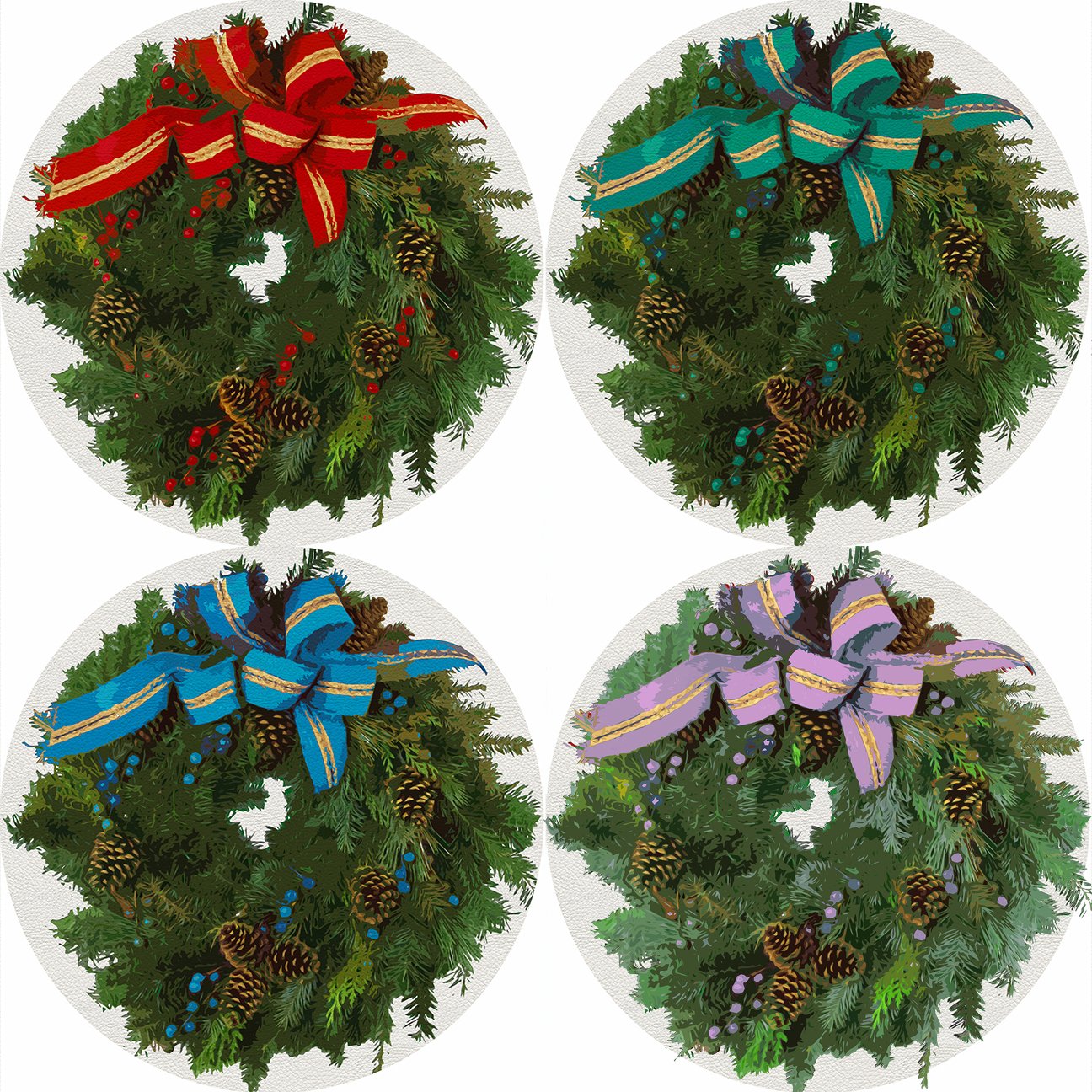 Christmas Wreath Whites Coaster Set - nicolettemayer.com