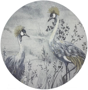 Crested Crane Silver Gold 16" Round Pebble Placemat, Set Of 4 - nicolettemayer.com