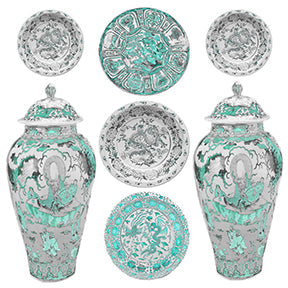 Chinois Ceramic Wallpaper 8 Yard Roll - nicolettemayer.com