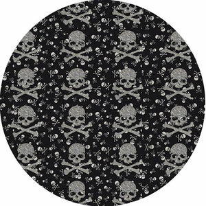 Crossbones Small Black 16" Round Pebble Placemat Set of 4 - nicolettemayer.com